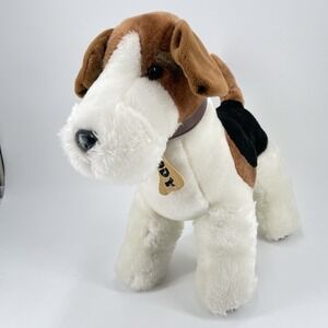 Toy Network Buddy Fox Terrier Dog Plush Large‎ 15" x 20" White Brown Black 2002